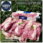 Beef Eye Fillet Mignon Has Dalam Tenderloin AGED BY GOODWINS 3-4 weeks STEER (young cattle) Australia HARVEY frozen 1/3 WELLINGTON cuts (price/pc 1kg)